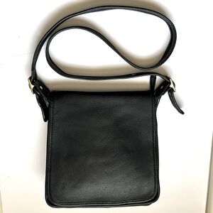 Black Leather Shoulder Bag with Gold Hardware